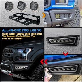 img 3 attached to 🚗 Smoke Gray Housing Ford Raptor Fog Lights: Amber Sequential Turn Signal + Blue/White DRL, for Gen 2 Ford Raptor 2017-2020 Bumper Lights