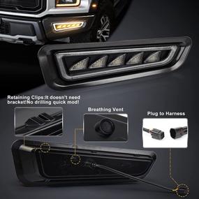 img 1 attached to 🚗 Smoke Gray Housing Ford Raptor Fog Lights: Amber Sequential Turn Signal + Blue/White DRL, for Gen 2 Ford Raptor 2017-2020 Bumper Lights