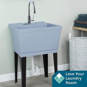 img 2 attached to 🚰 Versatile Grey Laundry Sink Utility Tub with High Arc Chrome Pull Down Faucet by JS Jackson Supplies: Heavy Duty Sinks with Installation Kit for Various Areas – Washing Room, Workshop, Basement, Garage & Slop Sink