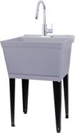 🚰 versatile grey laundry sink utility tub with high arc chrome pull down faucet by js jackson supplies: heavy duty sinks with installation kit for various areas – washing room, workshop, basement, garage & slop sink logo
