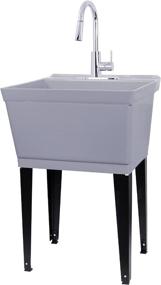 img 4 attached to 🚰 Versatile Grey Laundry Sink Utility Tub with High Arc Chrome Pull Down Faucet by JS Jackson Supplies: Heavy Duty Sinks with Installation Kit for Various Areas – Washing Room, Workshop, Basement, Garage & Slop Sink