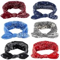 🌺 yeshan boho bow headbands: vintage paisley bandana flower print hairbands for women - 6 pack of cute hair accessories logo