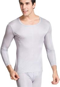 img 2 attached to METWAY Men's Silk Long Underwear, 2pc Thermal Long Johns Set