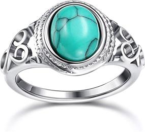 img 3 attached to 💍 Stunning Sailimue Turquoise Rings for Women- Vintage Bohemian Hollow Band Rings in Stainless Steel- Perfect for Birthdays, Engagements, and Parties- Available in US Sizes 6-11