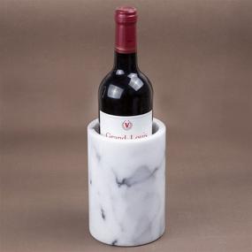 img 1 attached to 🍾 Organic Marble Wine Cooler + Champagne Chiller Bucket | Creative Home Countertop Organizer + Utensil Holder | Off-White | (Pattern Variations)