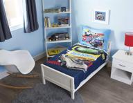 🚗 hot wheels epic 4 piece toddler bedding set - quilted comforter, fitted sheet, top sheet, pillow case, blue (hwm009) logo