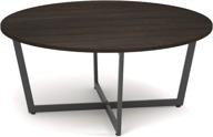 kiimeey round coffee table: modern black industrial design for living and dining rooms (35.4in, espresso) логотип