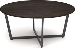 img 4 attached to Kiimeey Round Coffee Table: Modern Black Industrial Design for Living and Dining Rooms (35.4in, Espresso)