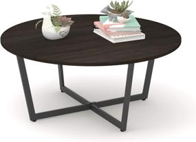 img 2 attached to Kiimeey Round Coffee Table: Modern Black Industrial Design for Living and Dining Rooms (35.4in, Espresso)