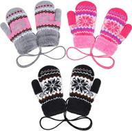 thick-lined snowflake mittens for girls - cozy fleece lining and accessory logo