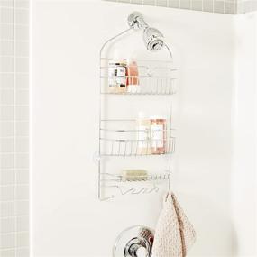 img 1 attached to 🚿 Rust-Resistant Chrome Large Hanging Shower Caddy with 3 Tiers, Suction Cups, and 4 Razor Holders by Kenney – Heavy Duty