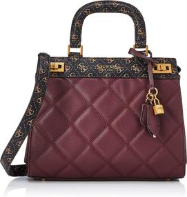 img 4 attached to GUESS Katey Luxury Satchel Burgundy