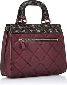 img 3 attached to GUESS Katey Luxury Satchel Burgundy
