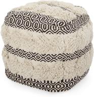 natural brown christopher knight home ella hand-woven fabric cube pouf логотип