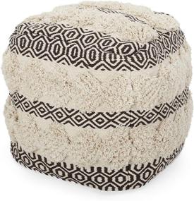 img 4 attached to Natural Brown Christopher Knight Home Ella Hand-Woven Fabric Cube Pouf