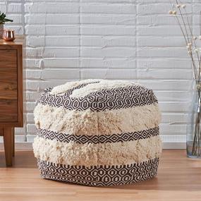 img 3 attached to Natural Brown Christopher Knight Home Ella Hand-Woven Fabric Cube Pouf