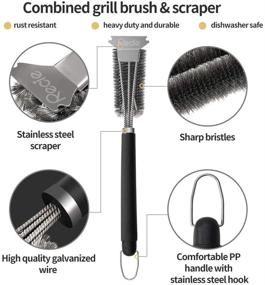 img 3 attached to 🔥 Premium Recie Grill Brush and Scraper: 18 Inch Extra Strong BBQ Cleaning Brush with Safe Stainless Steel Wire Bristles - Ideal BBQ Accessories for Grilling Grates on Gas and Charcoal