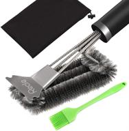 🔥 premium recie grill brush and scraper: 18 inch extra strong bbq cleaning brush with safe stainless steel wire bristles - ideal bbq accessories for grilling grates on gas and charcoal logo