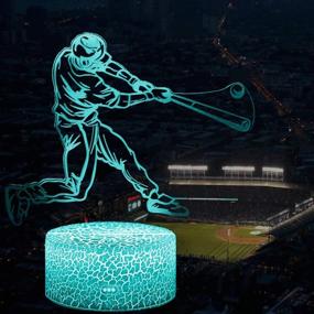 img 1 attached to Baseball 3D Night Light Lamp: Illuminate Your Kids' Bedroom with 16 Colors & Dimmable Illusion Effect - Perfect Gift for Baseball Lovers!