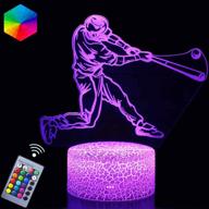 baseball 3d night light lamp: illuminate your kids' bedroom with 16 colors & dimmable illusion effect - perfect gift for baseball lovers! логотип