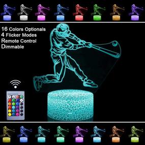 img 3 attached to Baseball 3D Night Light Lamp: Illuminate Your Kids' Bedroom with 16 Colors & Dimmable Illusion Effect - Perfect Gift for Baseball Lovers!