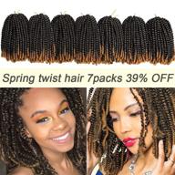 🦋 яркий 7 пакетов весной весна twist hair: 8 дюймов bomb passion twist crochet hair для butterfly locs ombre spring twist crochet hair braiding extensions (t1b/27) логотип