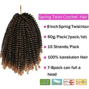 img 2 attached to 🦋 Яркий 7 пакетов весной Весна Twist Hair: 8 дюймов Bomb Passion Twist Crochet Hair для Butterfly Locs Ombre Spring Twist Crochet Hair Braiding Extensions (T1B/27)