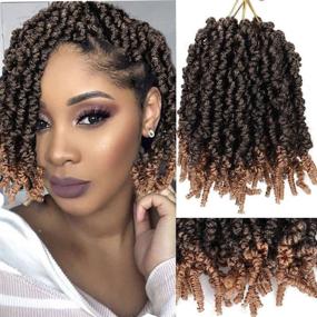 img 1 attached to 🦋 Яркий 7 пакетов весной Весна Twist Hair: 8 дюймов Bomb Passion Twist Crochet Hair для Butterfly Locs Ombre Spring Twist Crochet Hair Braiding Extensions (T1B/27)