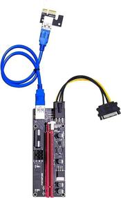 img 1 attached to Newest VER009S PCIE Riser Express Cable 1X To 16X (Dual-6Pin / Molex Power) With Led Graphics Extension Ethereum ETH Mining Powered PCI-E Riser Adapter Card Industrial Electrical