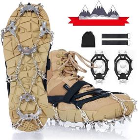 img 4 attached to 🧗 IPOW Crampons 21 Metal Spikes Ice Cleats Grips for Shoes Boots Snow Ice Traction Cleats Heavy Duty Shoe Grip with Double Safe Strap for Men Women Walking Hiking