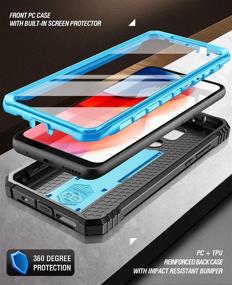 img 2 attached to 📱 Poetic Revolution Series Case for Moto G Play (2021): All-In-One Full-Body Rugged Protective Cover with Kickstand and Built-in Screen Protector - Blue