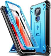 📱 poetic revolution series case for moto g play (2021): all-in-one full-body rugged protective cover with kickstand and built-in screen protector - blue logo