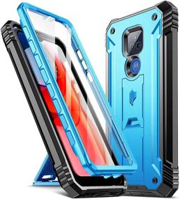 img 4 attached to 📱 Poetic Revolution Series Case for Moto G Play (2021): All-In-One Full-Body Rugged Protective Cover with Kickstand and Built-in Screen Protector - Blue