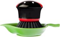 🐞 vigar ladybug palm dish brush - holder included, 5.75" x 3.75", black/red/white/green logo