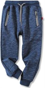 img 4 attached to 👖 Boys' Cotton Sweatpants with Elastic Waist and Drawstring - Gleaming Grain Fleece Jogger Pants for Ages 4 to 10 - Large Boys