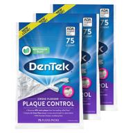 🦷 dentek крестовая зубная нить plaque control floss picks, нить в форме буквы x, три упаковки по 75 штук логотип
