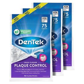 img 4 attached to 🦷 DenTek Крестовая зубная нить Plaque Control Floss Picks, нить в форме буквы X, три упаковки по 75 штук