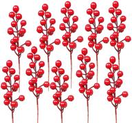 🎄 enhance your christmas tree décor with dr.dudu 24 pack christmas red berries stems: ideal for diy crafts, wreaths, garlands and ornaments! логотип