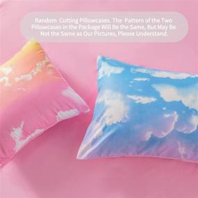 img 2 attached to RYNGHIPY Blue Pink Cloud Sky Comforter Set for Girls: Ultra-Soft Gradient Rainbow Cloud Microfiber Duvet Twin Size