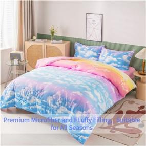 img 3 attached to RYNGHIPY Blue Pink Cloud Sky Comforter Set for Girls: Ultra-Soft Gradient Rainbow Cloud Microfiber Duvet Twin Size