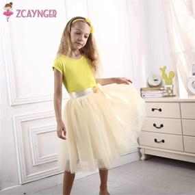 img 1 attached to Zcaynger Dancing 4 Layer Fluffy Ribbon Girls' Clothing: Stylish & Vibrant Outfits for Trendy Young Dancers!