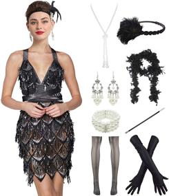 img 4 attached to 👗 Flapper Dresses with Sequin-Beaded Tassels - Women's Clothing Accessories