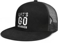 🧢 unisex let's go brandon trucker snapback: classic flat bill mesh hip-hop hat with adjustable back cap logo