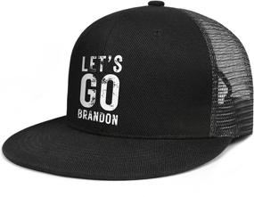 img 4 attached to 🧢 Unisex Let's Go Brandon Trucker Snapback: Classic Flat Bill Mesh Hip-Hop Hat with Adjustable Back Cap