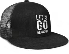 img 2 attached to 🧢 Unisex Let's Go Brandon Trucker Snapback: Classic Flat Bill Mesh Hip-Hop Hat with Adjustable Back Cap