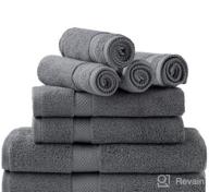 img 1 attached to GLAMBURG Ultra Soft 8-Piece Towel Set - 100% Pure Ringspun Cotton - Ideal for Everyday Use, Hotel & Spa - Black review by Gelin Battle