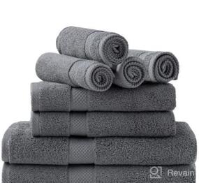 img 5 attached to GLAMBURG Ultra Soft 8-Piece Towel Set - 100% Pure Ringspun Cotton - Ideal for Everyday Use, Hotel & Spa - Black