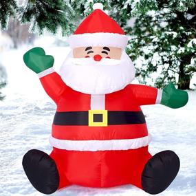 img 3 attached to 🎅 TOLOCO 5 Feet Inflatable Santa Claus for Christmas, Outdoor Yard Decorations, LED Lights Built-in, Blow up Christmas Decorations