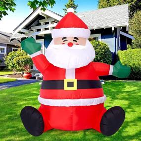 img 4 attached to 🎅 TOLOCO 5 Feet Inflatable Santa Claus for Christmas, Outdoor Yard Decorations, LED Lights Built-in, Blow up Christmas Decorations