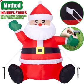 img 1 attached to 🎅 TOLOCO 5 Feet Inflatable Santa Claus for Christmas, Outdoor Yard Decorations, LED Lights Built-in, Blow up Christmas Decorations